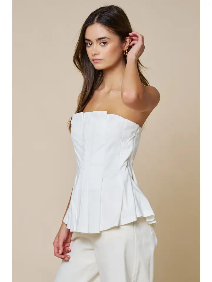 Strapless Pleated Peplum Top