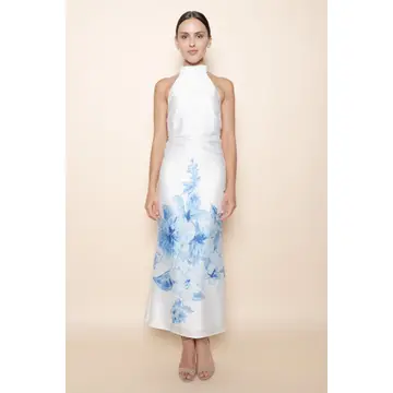 Halter Back Neck Bow Maxi Dress