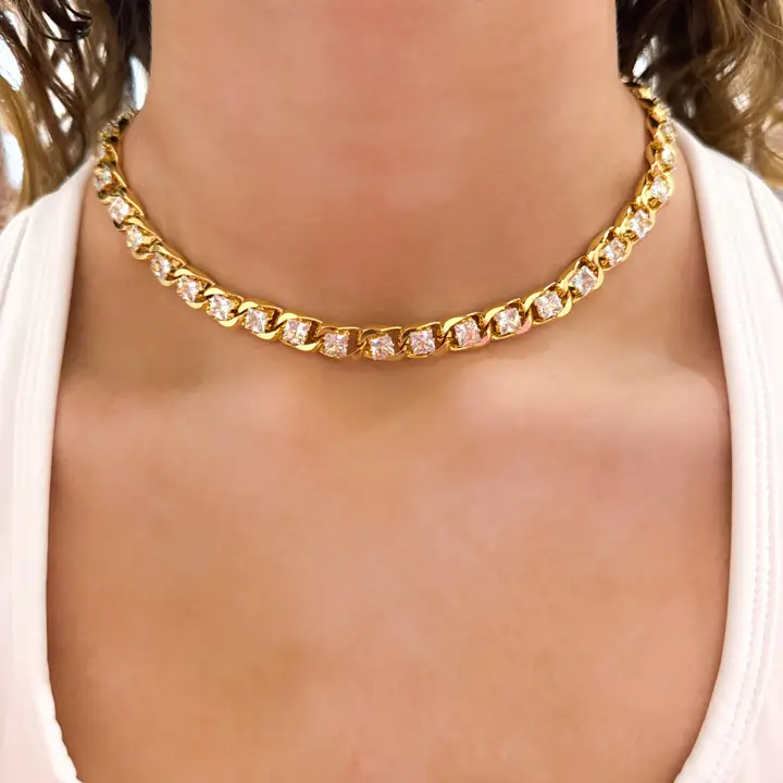 Adeline CZ Curb Necklace Waterproof