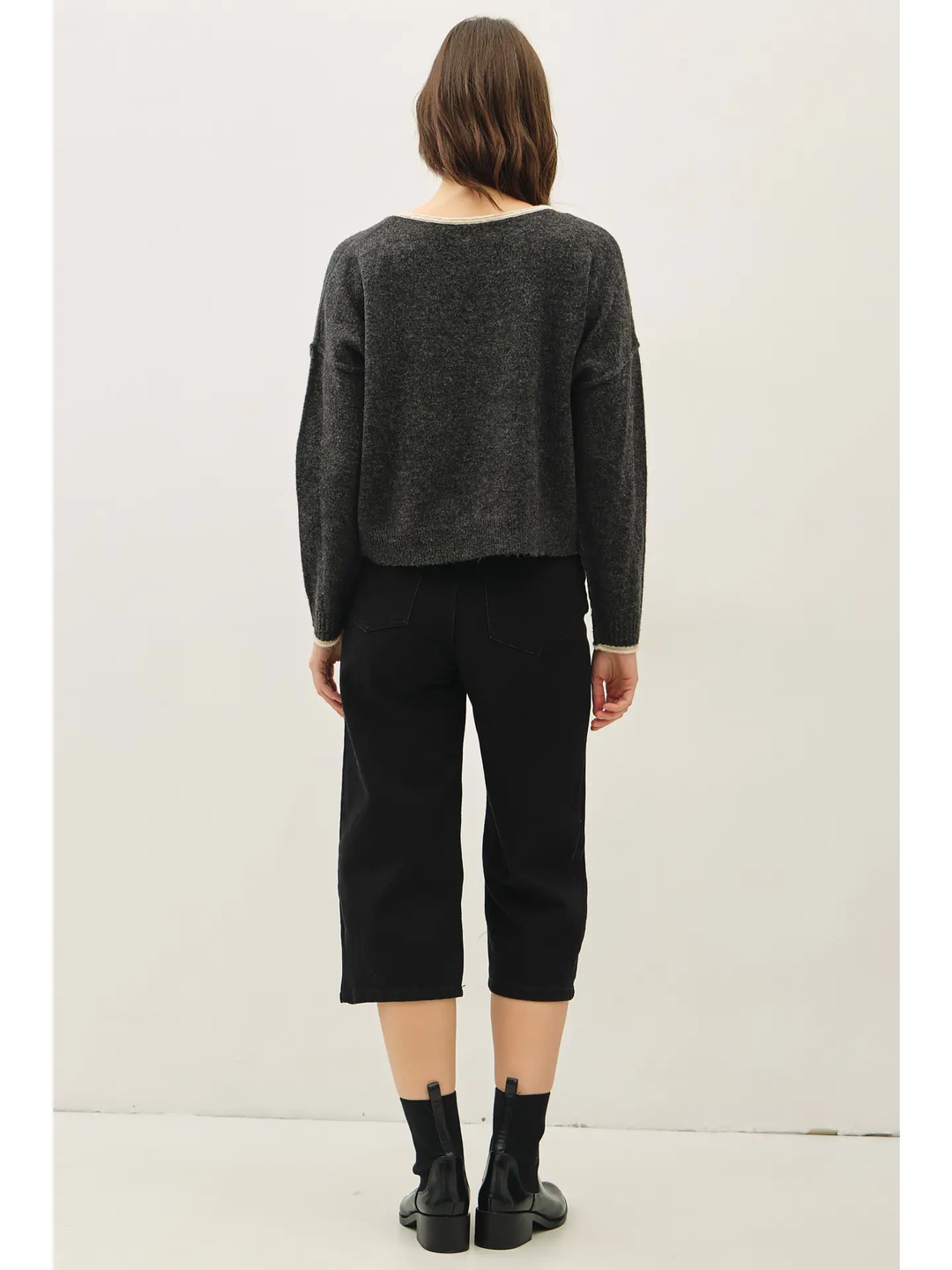 Contrast Layered Boat Neck Sweater