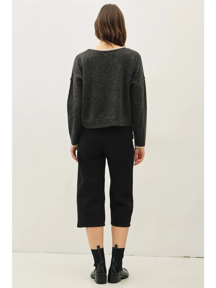 Contrast Layered Boat Neck Sweater