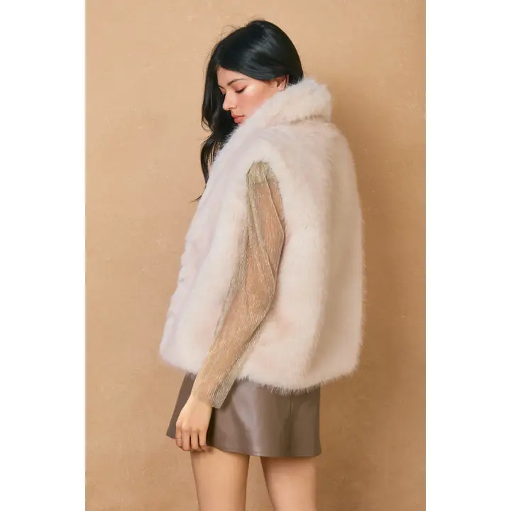 Snow Angel Collared Furry Vest (available in light brown only)