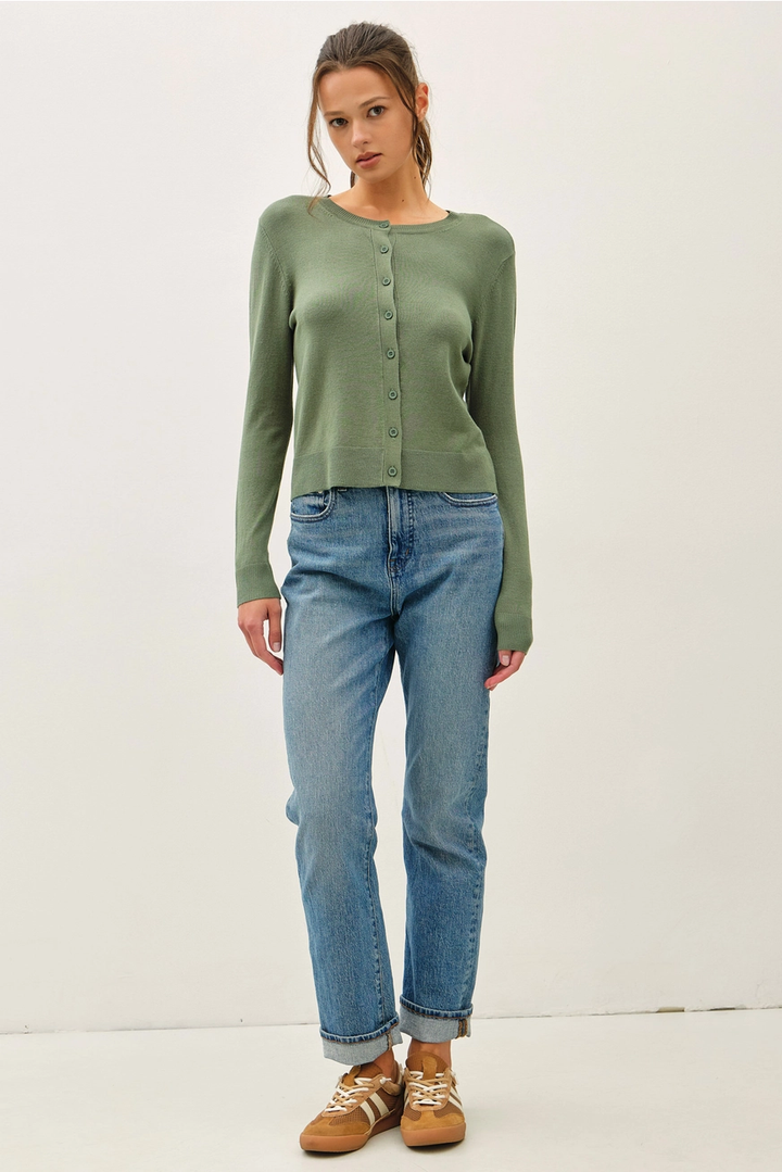 Ultra Soft Essential Crewneck Cardigan(available in black, spruce & tan)