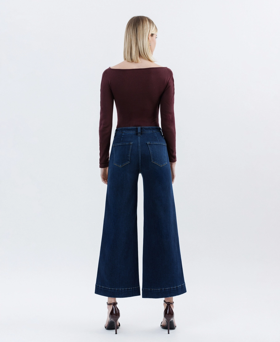 High Rise Ankle Wide Leg Jeans