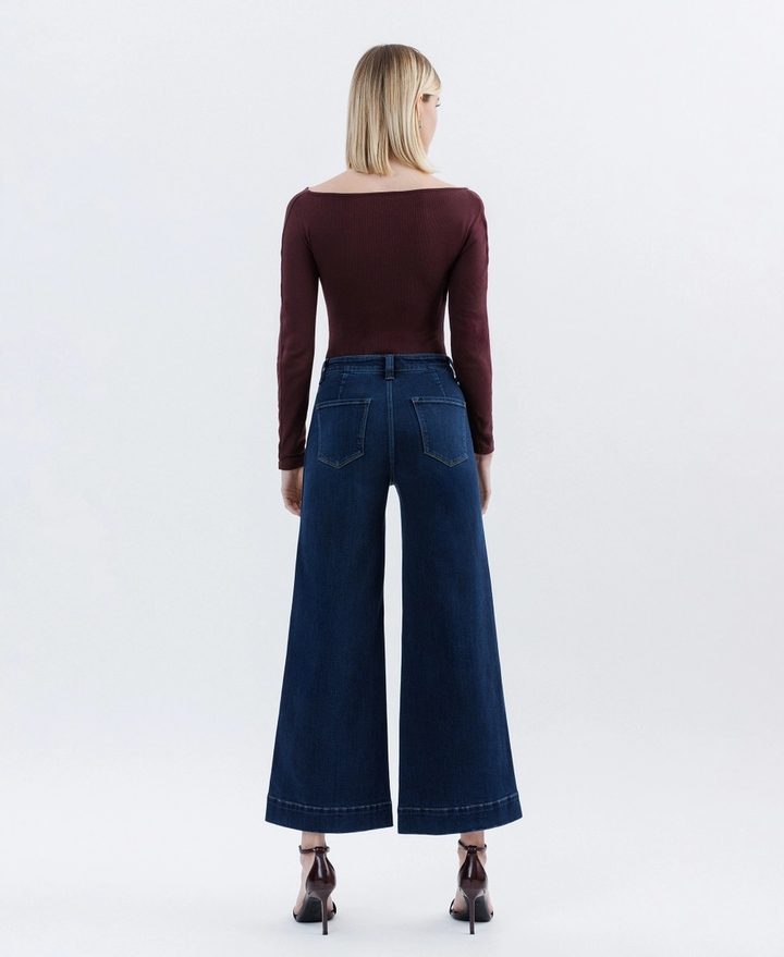High Rise Ankle Wide Leg Jeans