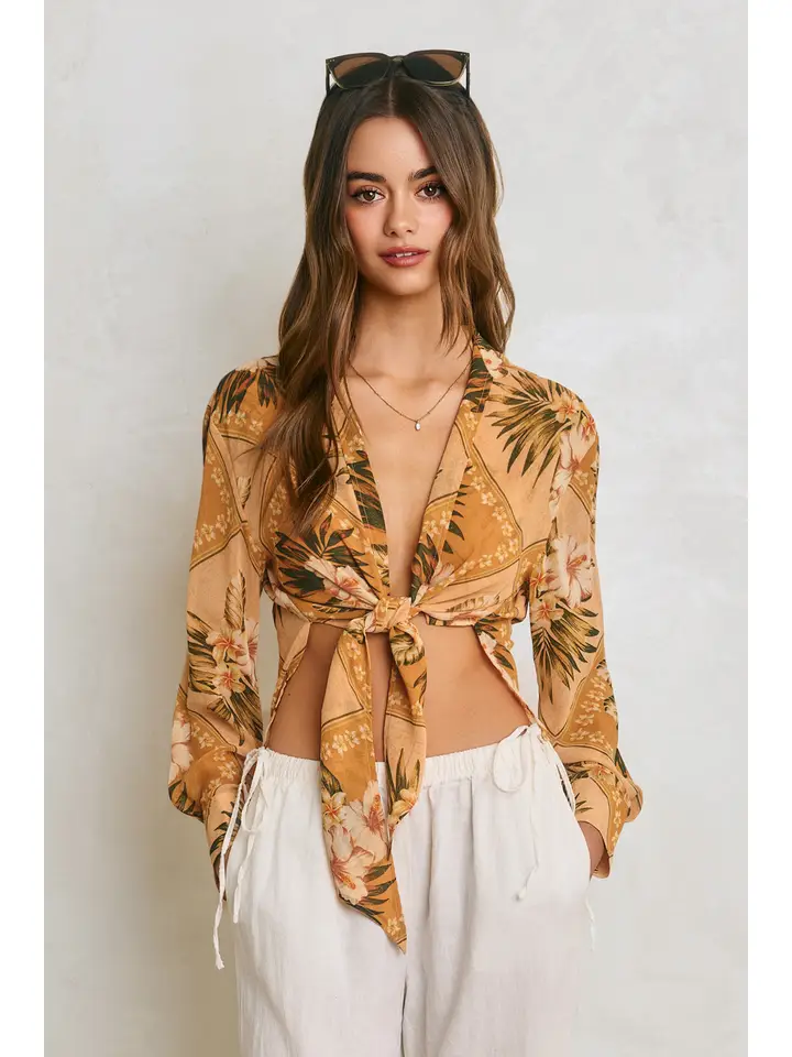 Tropical Knot Detail Shirt