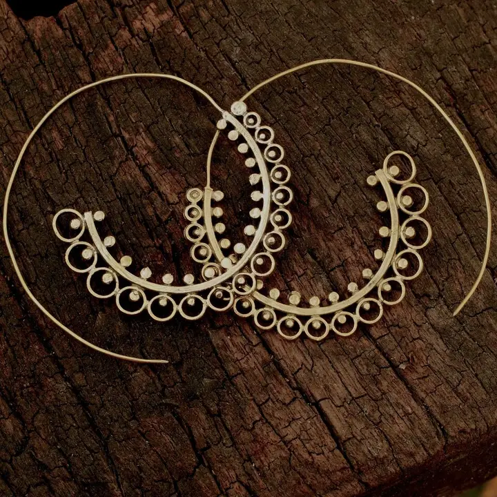 Large Brass Paisley Spiral Earrings