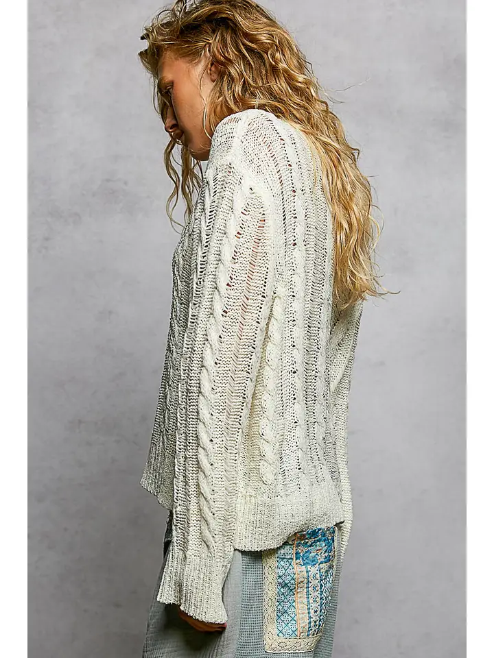 Acrylic Lightweight Cable Knit Summer Sweater
