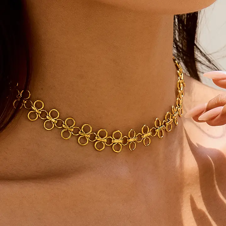 Ritza 18K Gold Non Tarnish Patterned Choker