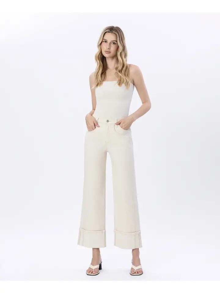 Super High Rise Cuffed Wide Leg Jeans