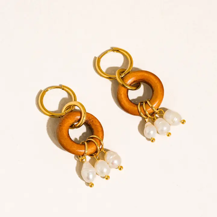 Valesse 18K Gold Non Tarnish Pearl Drop Earrings