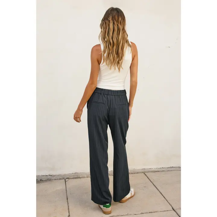 Strictly Business Pinstriped Wide Leg Trousers