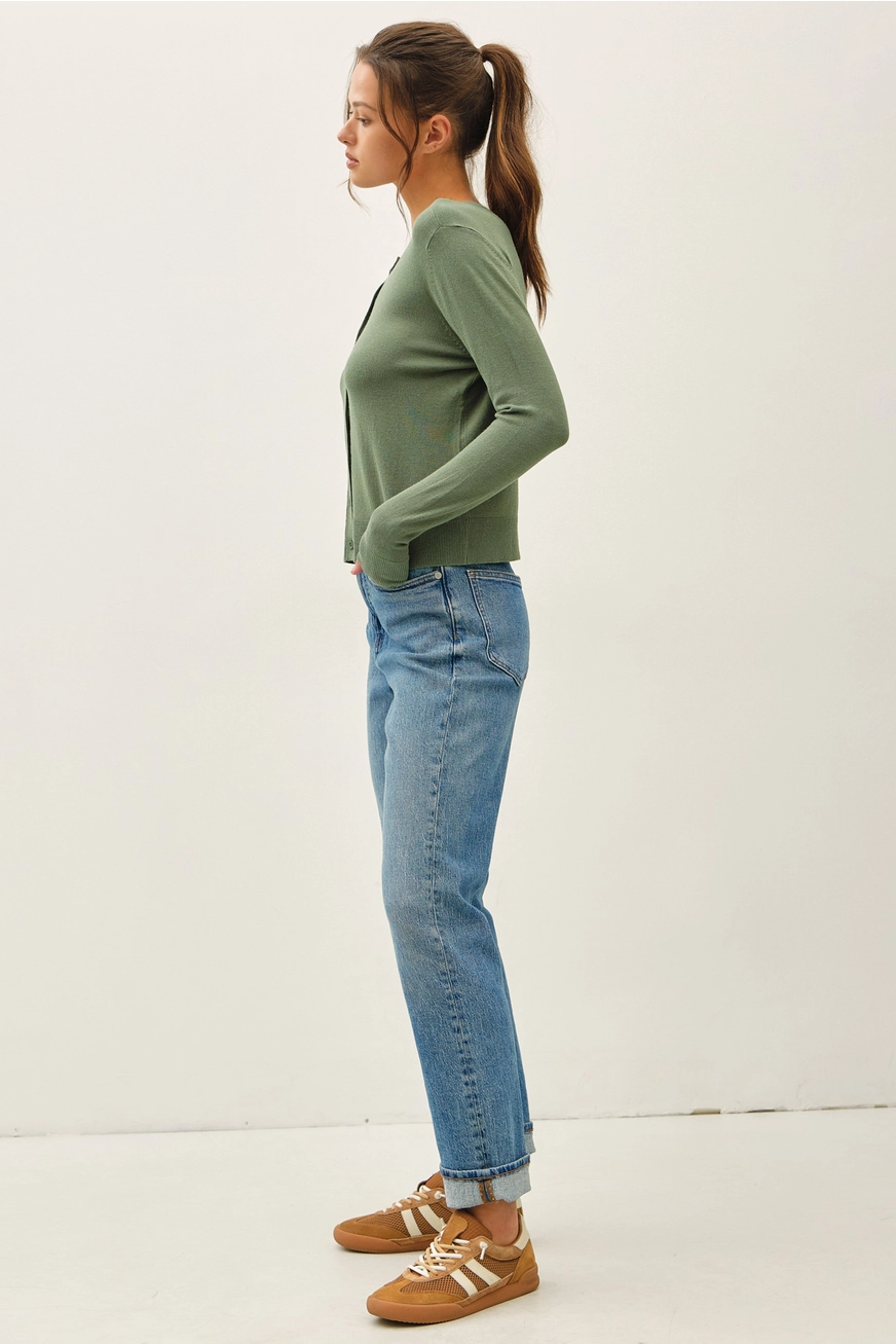 Ultra Soft Essential Crewneck Cardigan(available in black, spruce & tan)