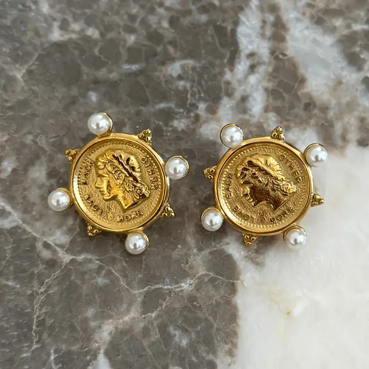 Pearl Coin Earrings