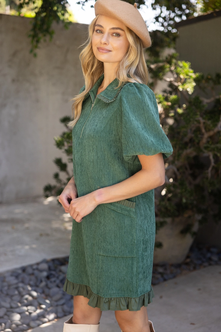 Raquel Ruffle Pocket Detail Dress(available in burgundy only)