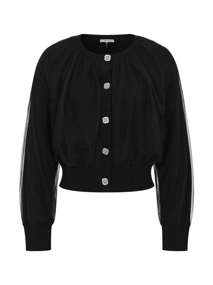 Marielle Crew Neck Tulle Cardigan