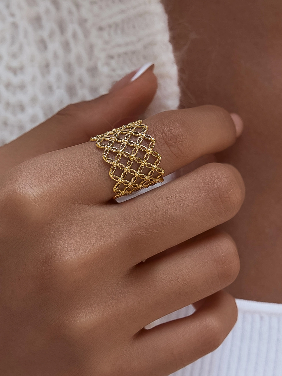 Alizée 18K Gold Plated Lattice Statement Ring