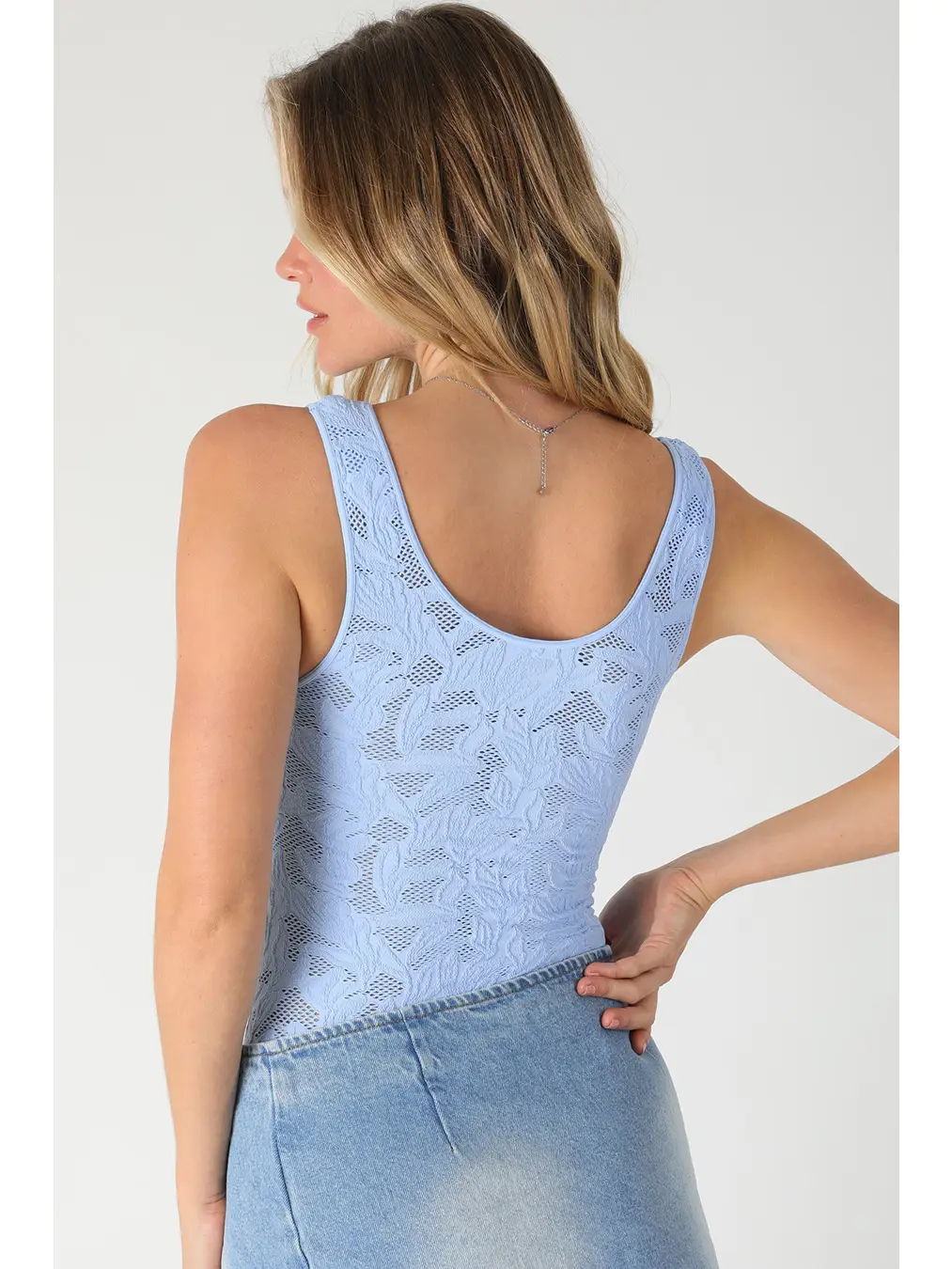 Textured Lace Sleeveless Bodysuit