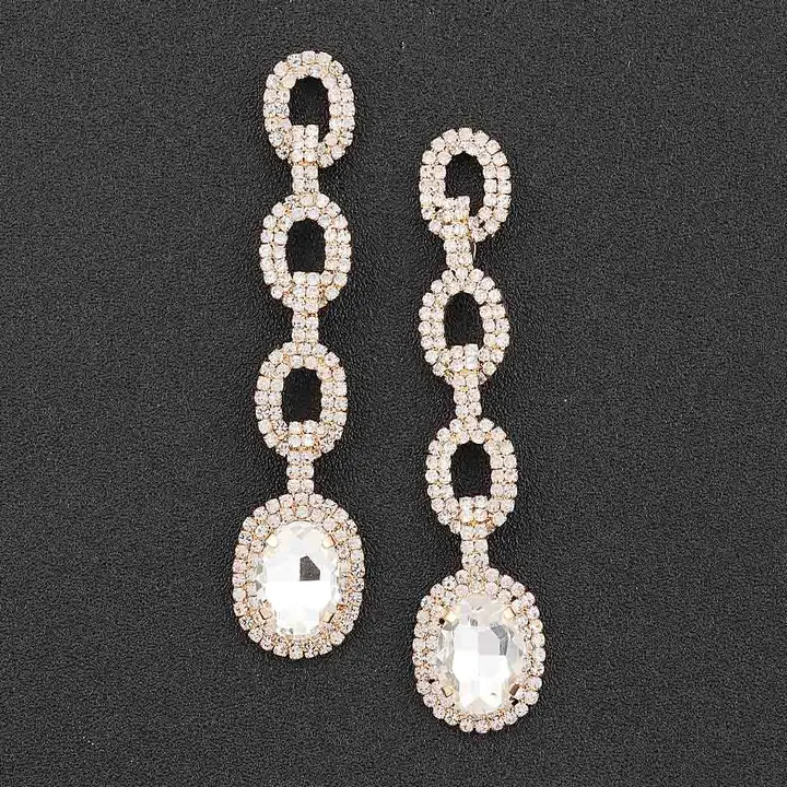 Crystal Link Drop Earrings