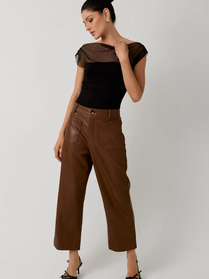 Poema Mesh & Ponti Mix Drape Top