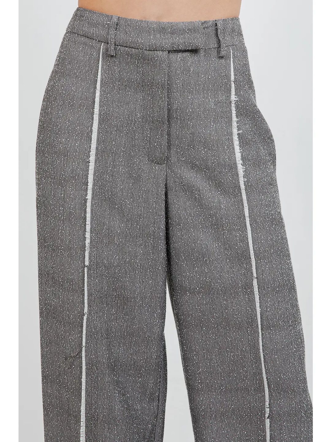 Fray Edge Detailed Straight Leg Trousers