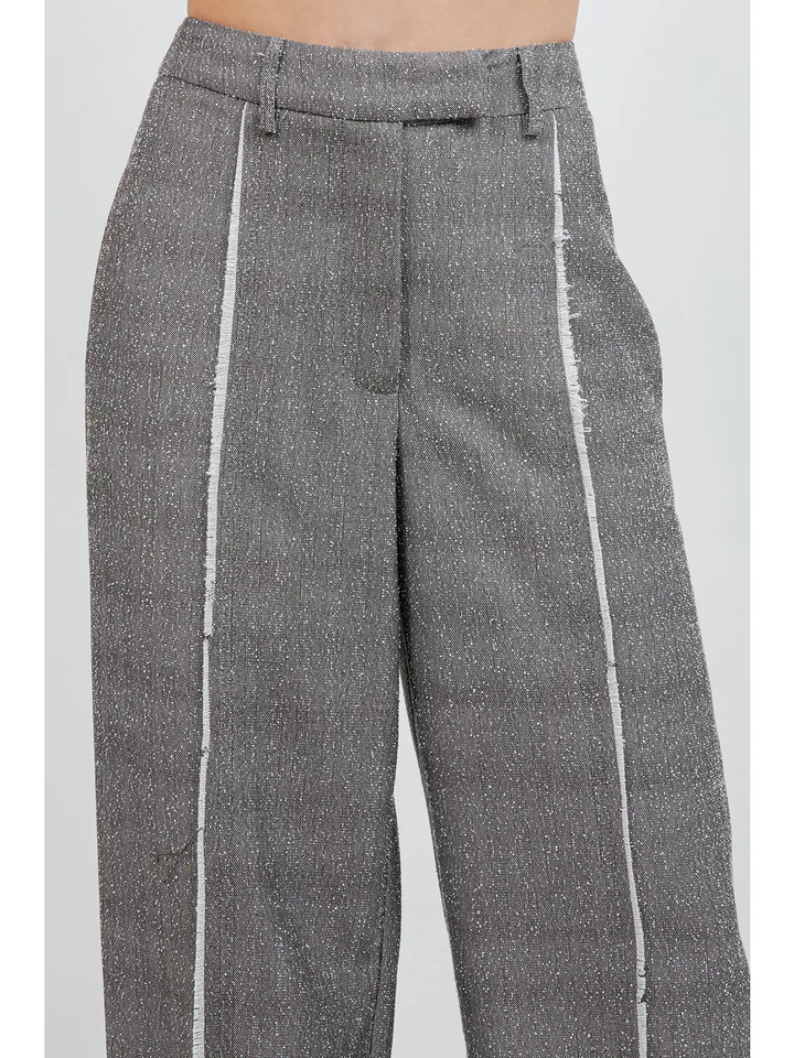 Fray Edge Detailed Straight Leg Trousers