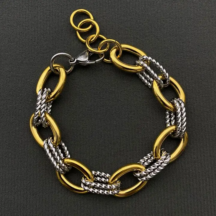 Two Tone 18K Gold Plated  Bracelet