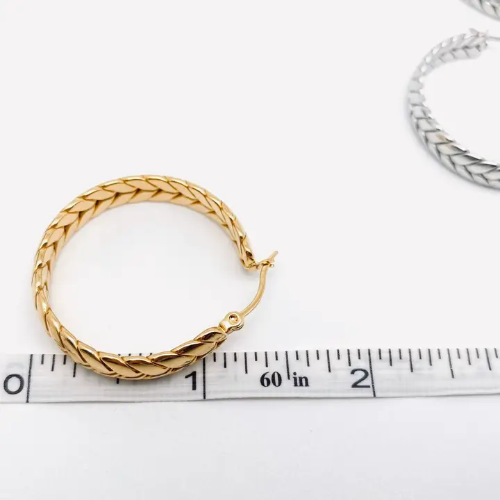 Wheat Shaped Stainless Steel Hoop Earrings