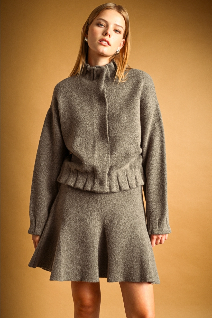 High Neck Button Closure Jacket