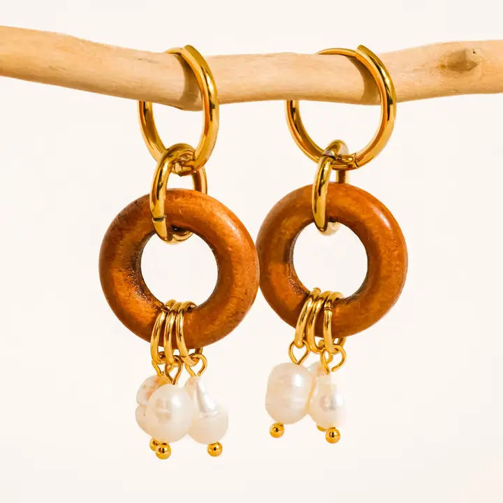 Valesse 18K Gold Non Tarnish Pearl Drop Earrings