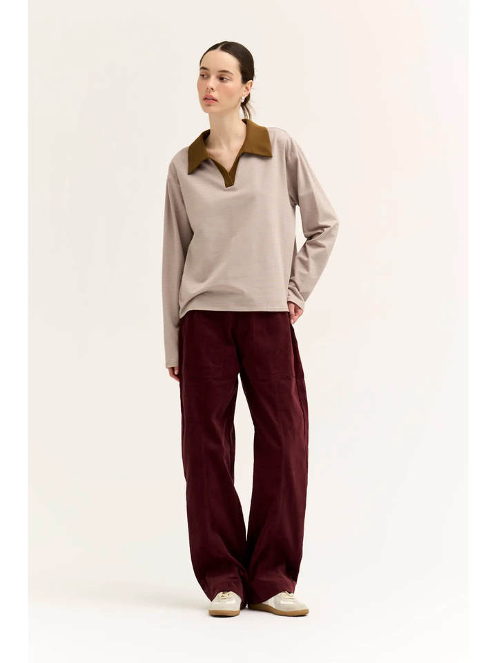 Mid Rise Corduroy Barrel Pants
