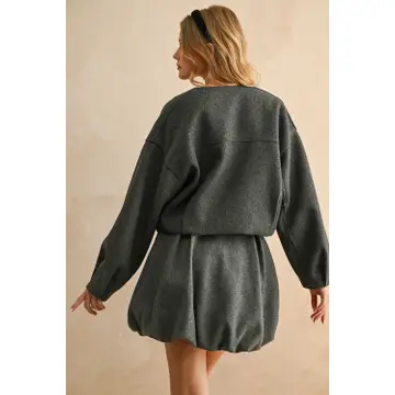 Nina Round Neck Ballon Bottom Jacket