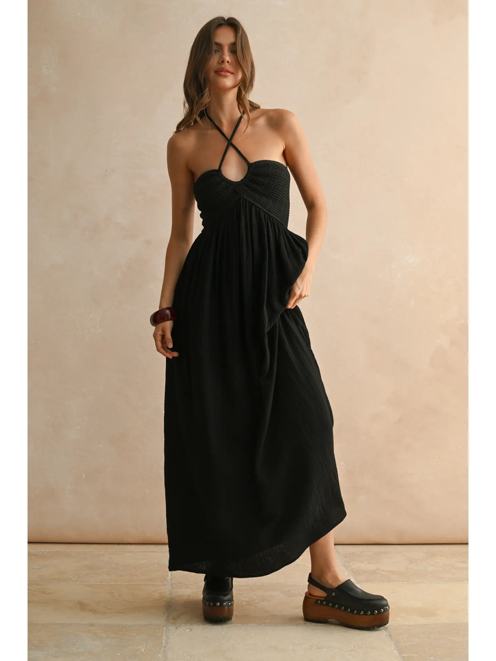 Washed Gauze with Crochet Top Contrast Dress