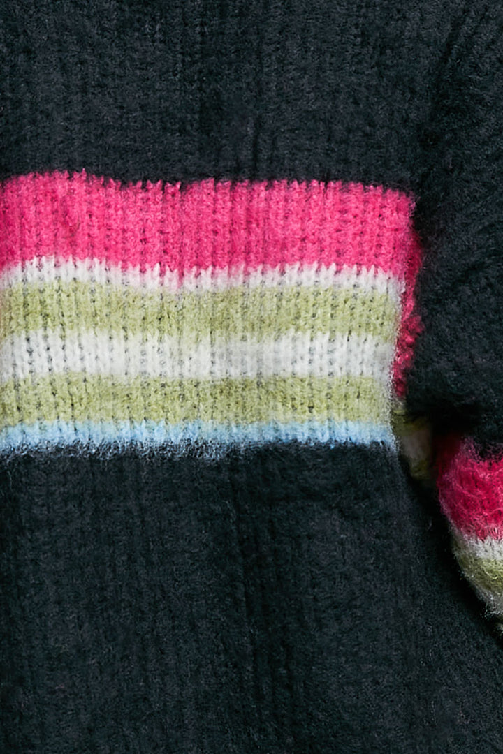 Striped Sweater Open Mohair Cardigan