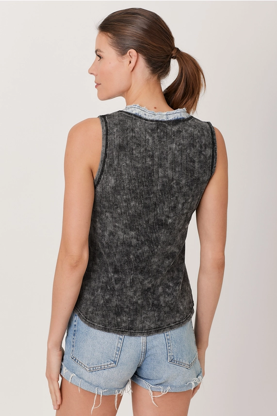 Stevie Washed Sleeveless Henley Top
