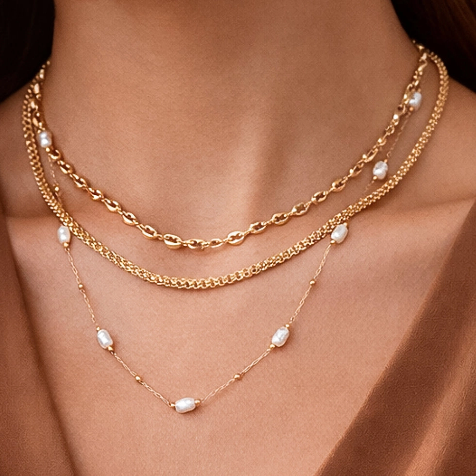 Triple Layered Chunky Chain Necklace