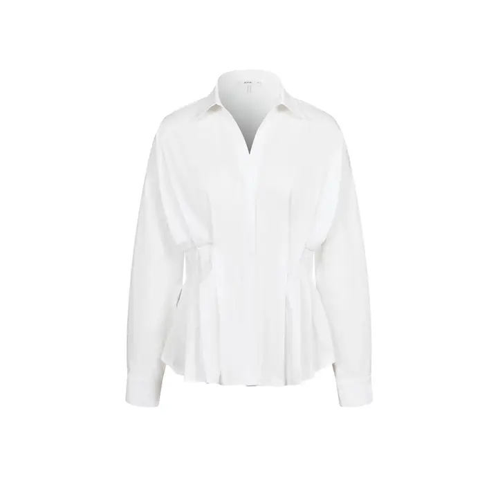 Pleated Poplin Button Down Top