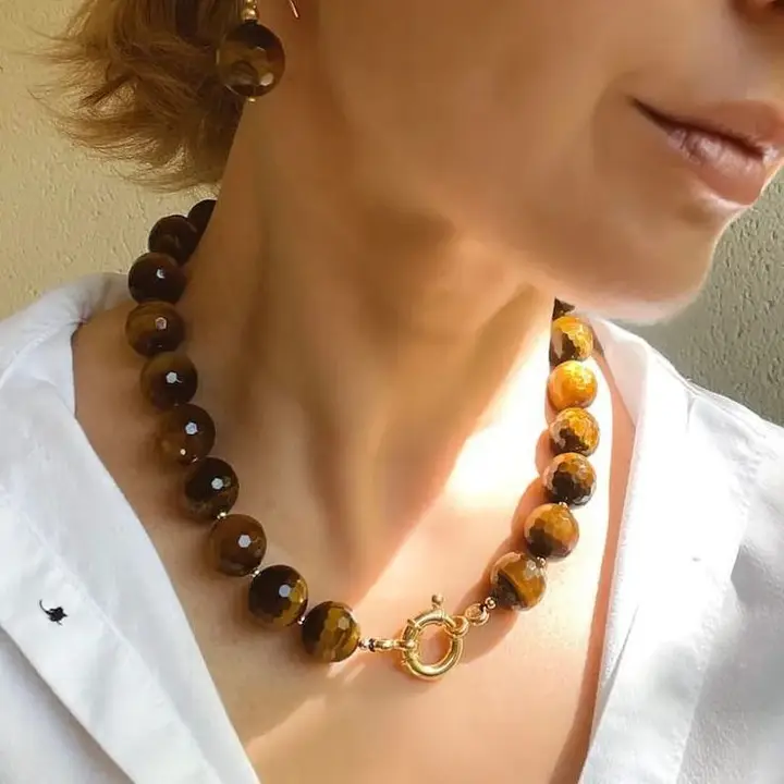 Large Tiger Eye Stone Necklace