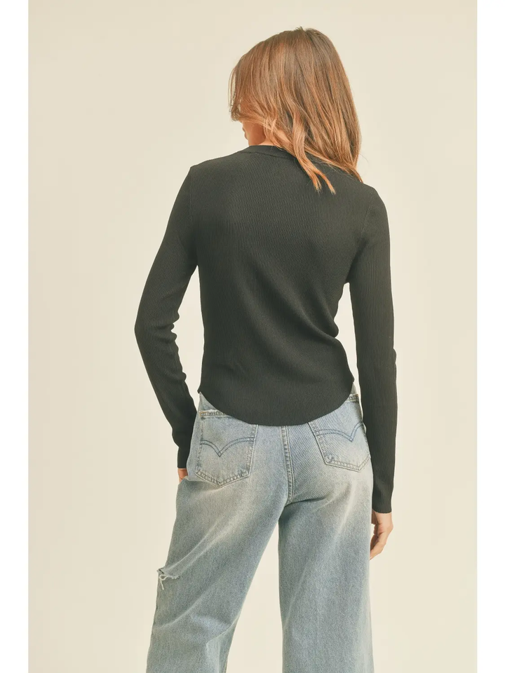 Ribbed Long Sleeve Basic Top