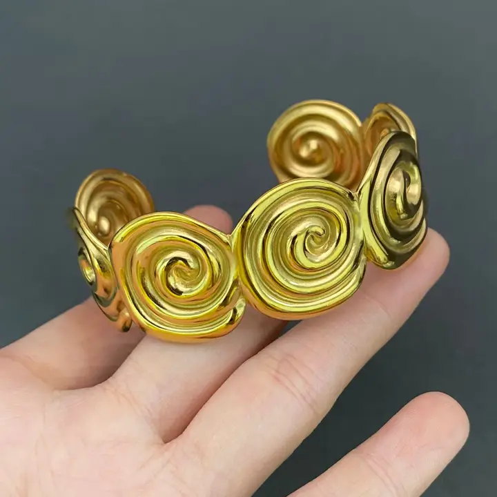 Swirl Design 18K Gold Plated Cuff