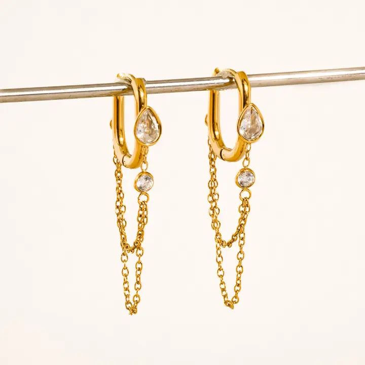 Lucienne  Cz Chain Link Drop Earrings