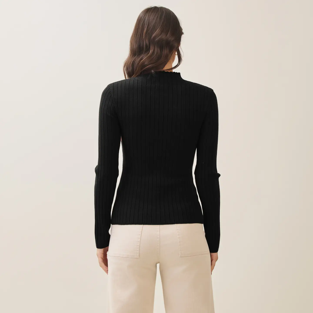 Gold Metal Ring Rib-Knit Top