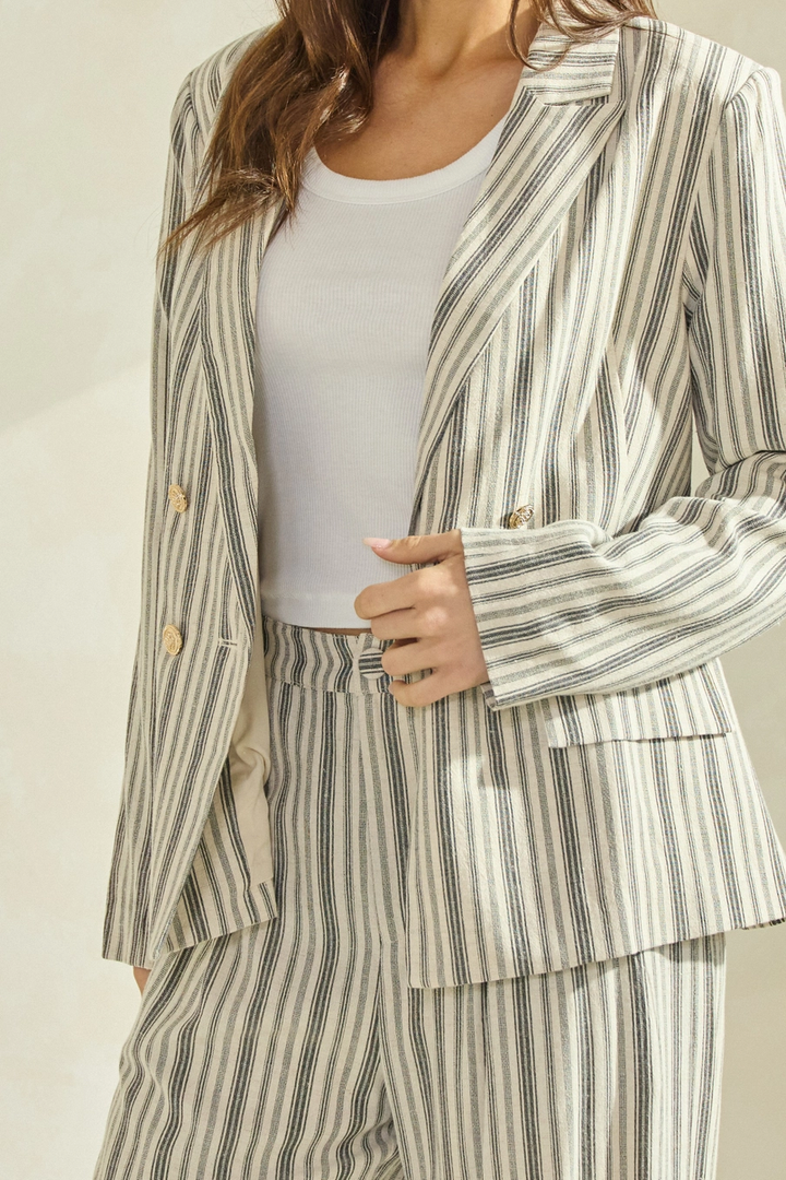 Striped Double Breasted Blazer