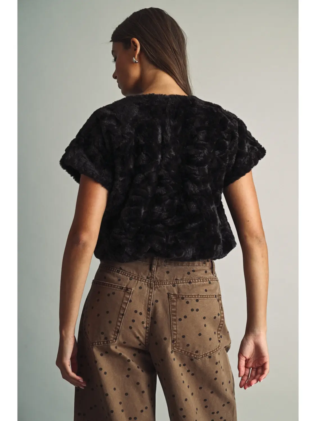 Plush Textured Faux Fur Top (available in black, mocha & cream)