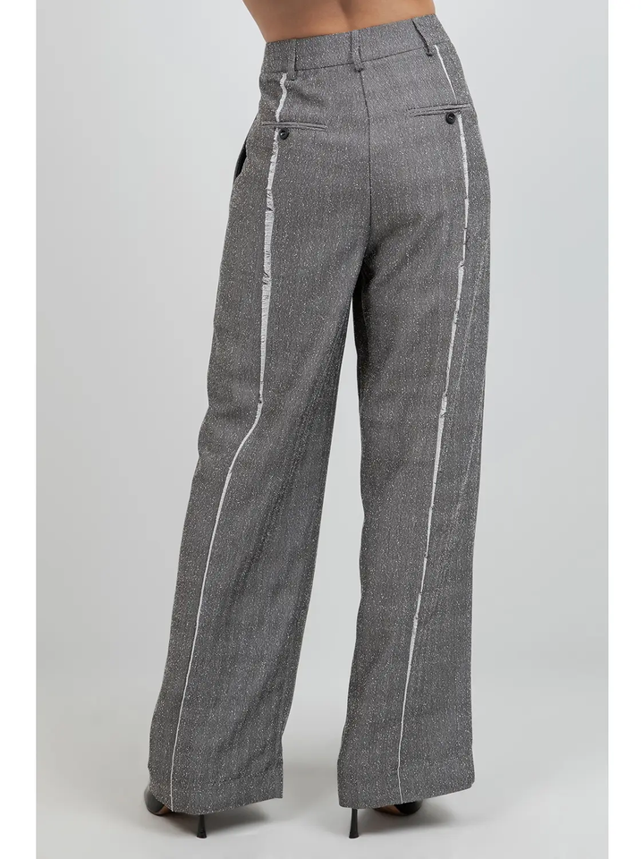 Fray Edge Detailed Straight Leg Trousers