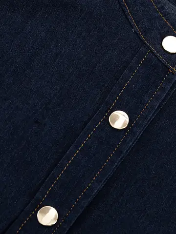 Button Down Puff Sleeve Denim Dress