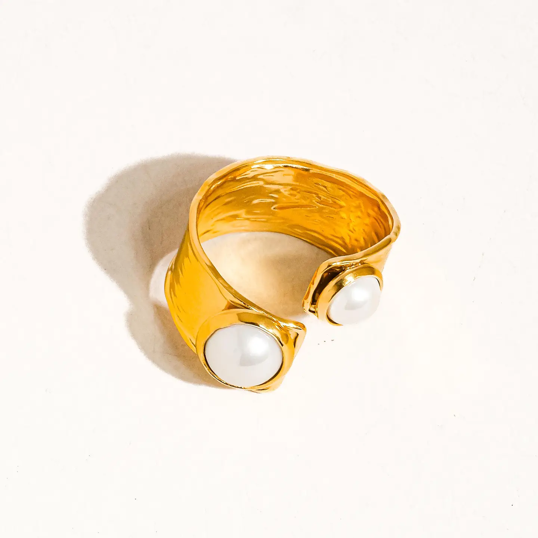Choeur 18K Gold Plated Pearl Abstract Ring