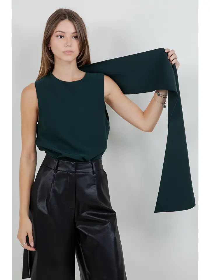 Aria Attached Scarf  Woven Top