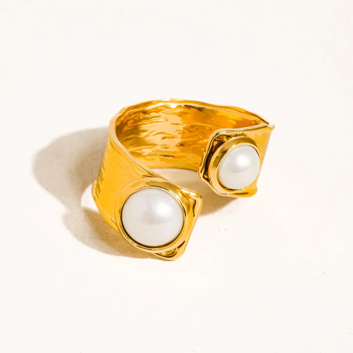 Choeur 18K Gold Plated Pearl Abstract Ring
