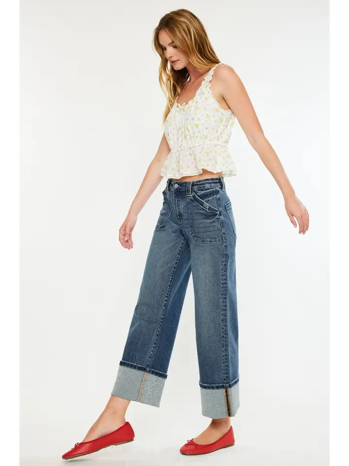 Rylynn Open Pack Mid Rise Wide Leg Jeans
